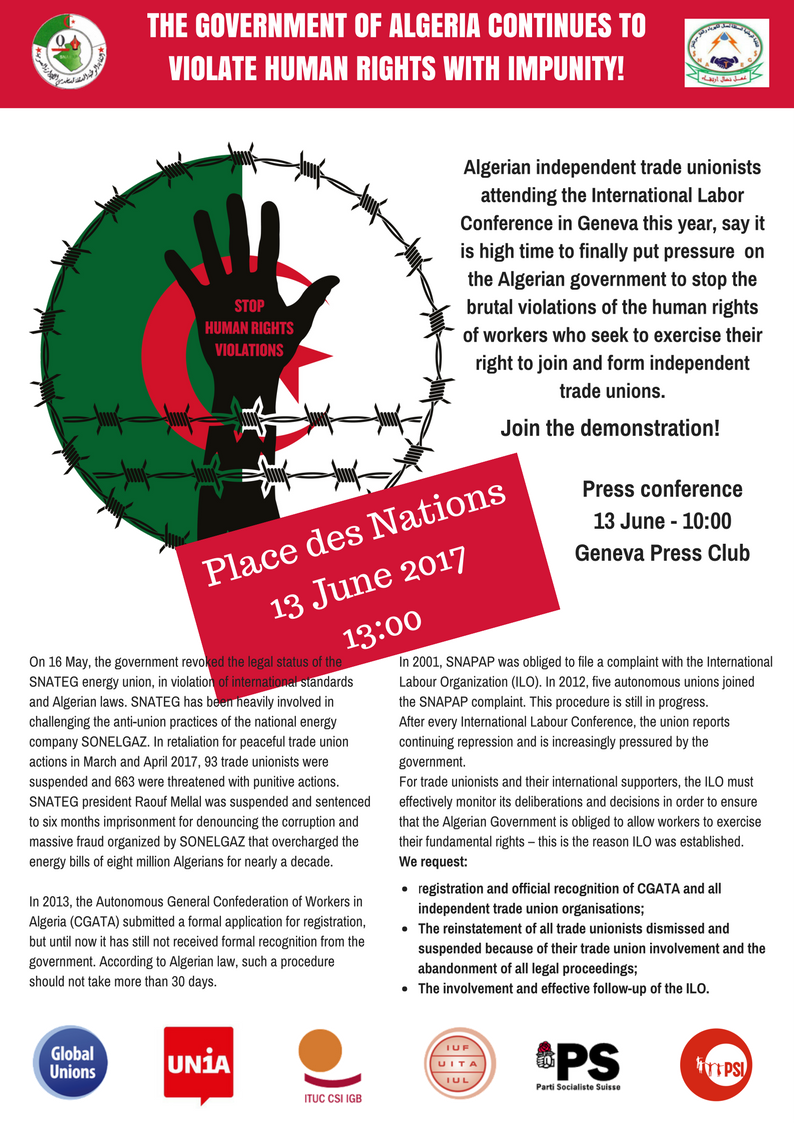 Flyer for demo in support of Algeria