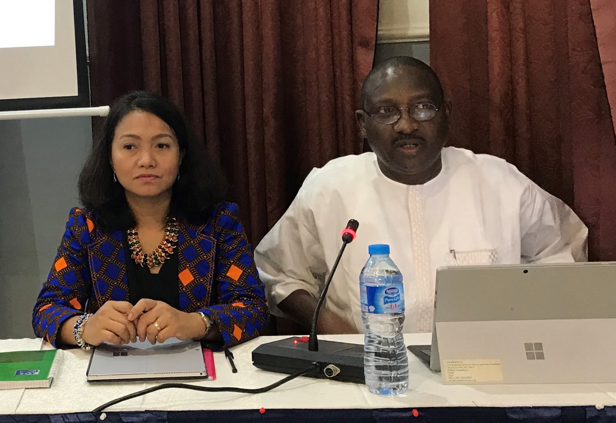 Sani Baba, PSI Regional Secretary for Africa and Arab Countries and Genevieve Gencianos, PSI Migration Programme Coordinator 