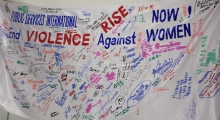 PSI Congress delegates sign to end violence against women