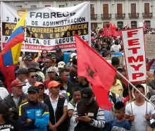 Manifestation de travailleurs à Quito, Equateur