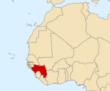 Map of Africa showing Guinea
