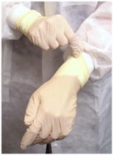 health worker with protective gloves