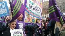 UNISON member at the 4th March demo