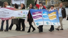 Marching at the GFMD demo in Geneva on 2 December 2011
