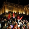 Syriza demonstrators in front of the Acropolis, Athens