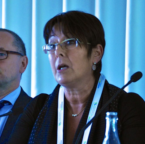 Rosa Pavanelli, PSI General Secretary, addressing the Common Space Panel session at the GFMD