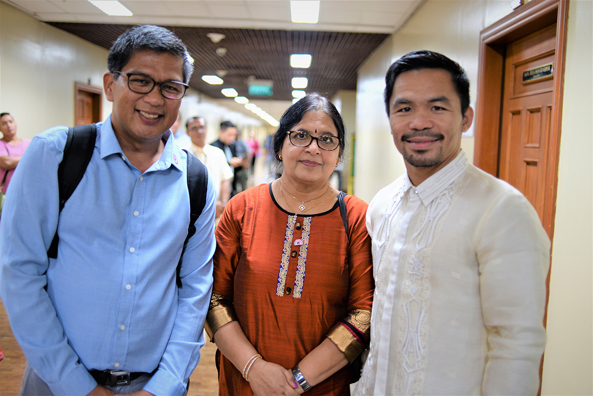 Lakshmi Vaidhiyanathan, Ian Mariano and Manny Pacquiao