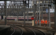 Workers on railway line