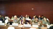 Trade Unions and Workers group and PSI delegation led by General Secretary, Rosa Pavanelli at the PrepCom3 of Habitat III on 26 September 2015 in Surabaya, Indonesia