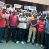 Com. Ayuba Wabba, NLC President, and other union leaders picketed the Ministry of Health in Abuja